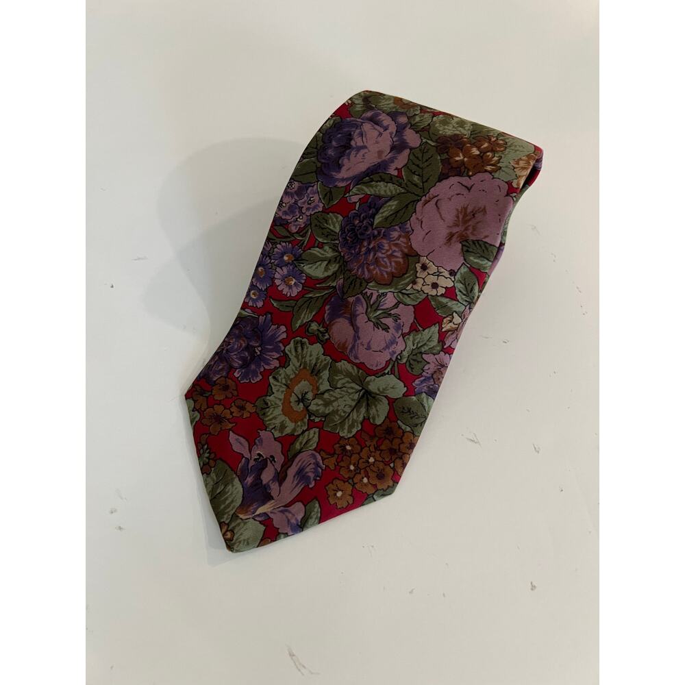 GANT Men's 100% Silk Neck Tie Red Purple Green Floral JL
